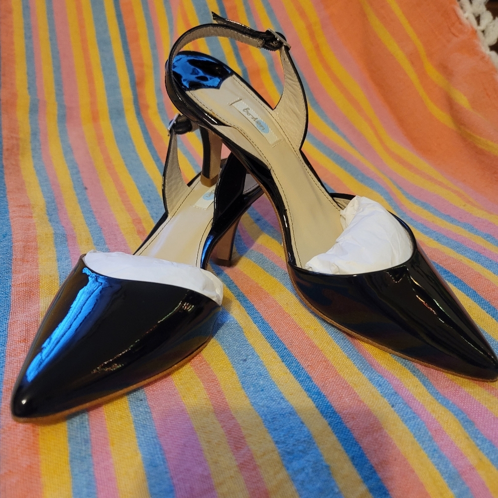 BODEN "Sixties" black patent slingbacks sz 37